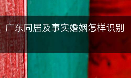 广东同居及事实婚姻怎样识别
