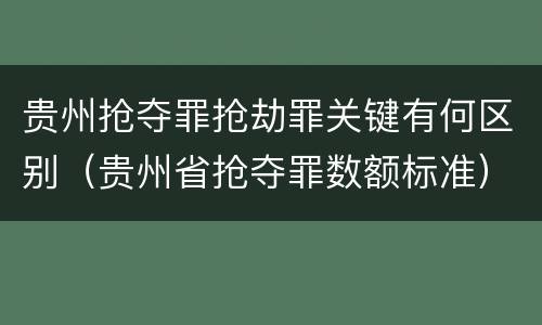 贵州抢夺罪抢劫罪关键有何区别（贵州省抢夺罪数额标准）