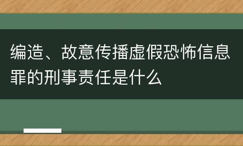 编造、故意传播虚假恐怖信息罪的刑事责任是什么