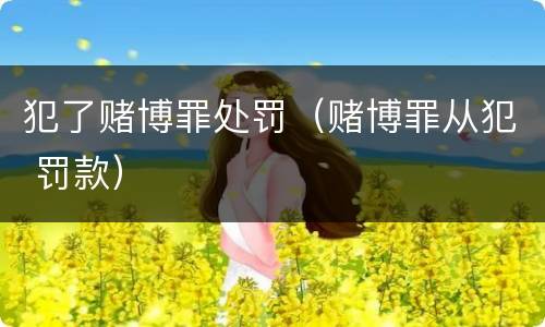 犯了赌博罪处罚（赌博罪从犯 罚款）