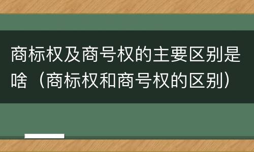 商标权及商号权的主要区别是啥（商标权和商号权的区别）