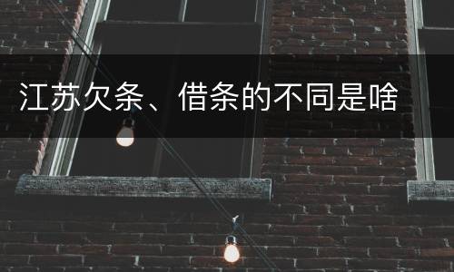 江苏欠条、借条的不同是啥
