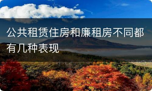 公共租赁住房和廉租房不同都有几种表现