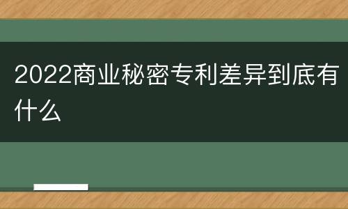 2022商业秘密专利差异到底有什么