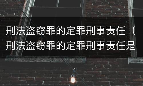 刑法盗窃罪的定罪刑事责任（刑法盗窃罪的定罪刑事责任是什么）