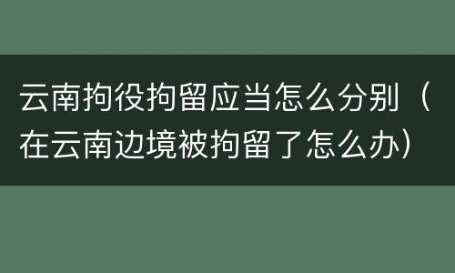 云南拘役拘留应当怎么分别（在云南边境被拘留了怎么办）