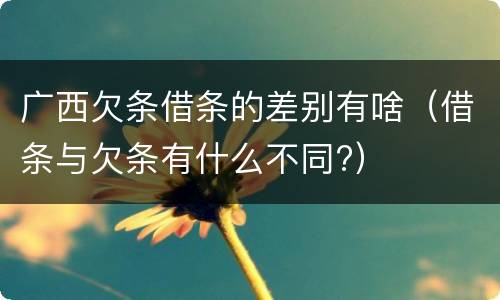 广西欠条借条的差别有啥（借条与欠条有什么不同?）