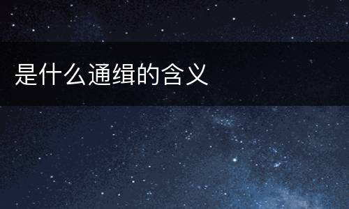 是什么通缉的含义