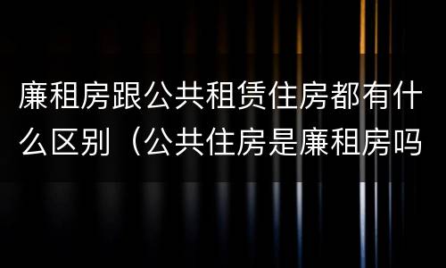 廉租房跟公共租赁住房都有什么区别（公共住房是廉租房吗）