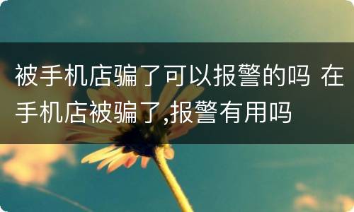 被手机店骗了可以报警的吗 在手机店被骗了,报警有用吗