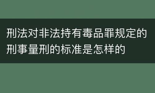刑法对非法持有毒品罪规定的刑事量刑的标准是怎样的