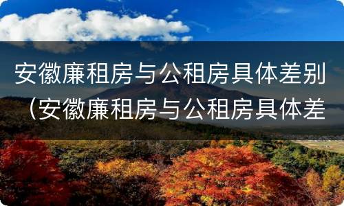 安徽廉租房与公租房具体差别（安徽廉租房与公租房具体差别是什么）