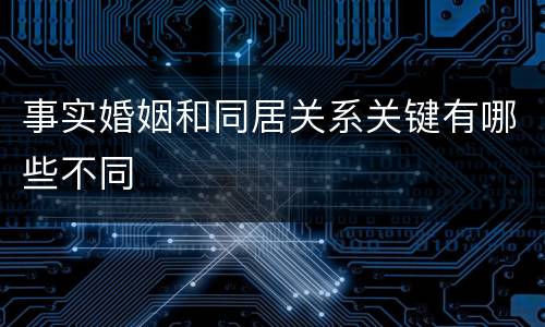 事实婚姻和同居关系关键有哪些不同
