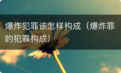 爆炸犯罪该怎样构成（爆炸罪的犯罪构成）
