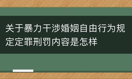 关于暴力干涉婚姻自由行为规定定罪刑罚内容是怎样