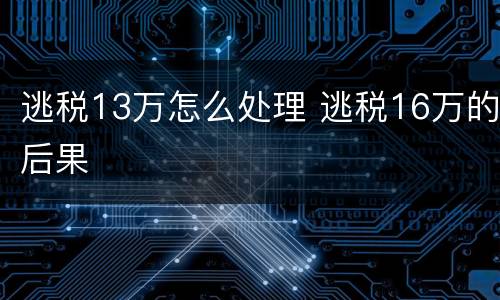 逃税13万怎么处理 逃税16万的后果