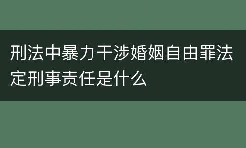 刑法中暴力干涉婚姻自由罪法定刑事责任是什么
