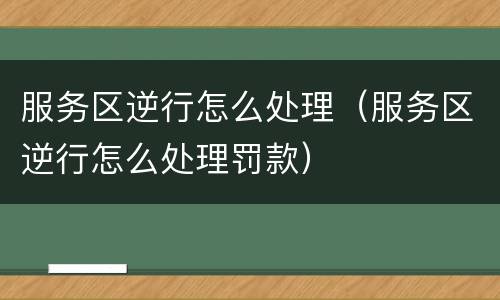 服务区逆行怎么处理（服务区逆行怎么处理罚款）