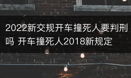 2022新交规开车撞死人要判刑吗 开车撞死人2018新规定