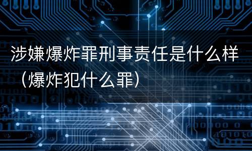 涉嫌爆炸罪刑事责任是什么样（爆炸犯什么罪）