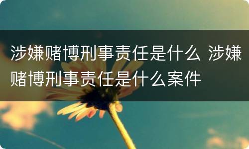 涉嫌赌博刑事责任是什么 涉嫌赌博刑事责任是什么案件