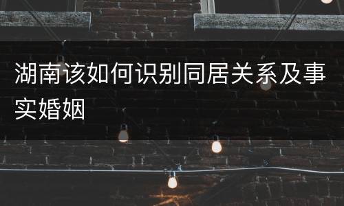 湖南该如何识别同居关系及事实婚姻