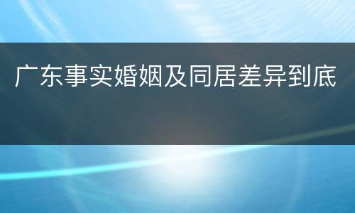 广东事实婚姻及同居差异到底