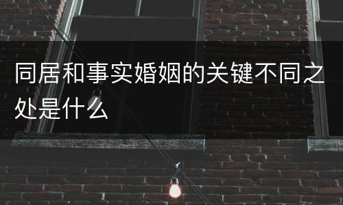 同居和事实婚姻的关键不同之处是什么