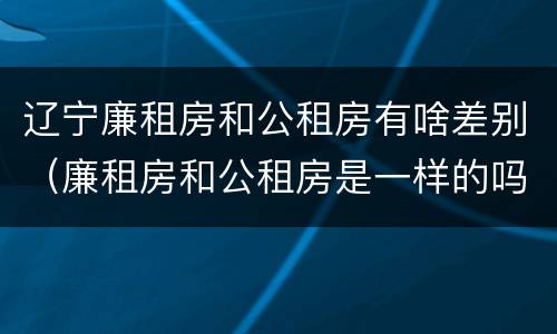 辽宁廉租房和公租房有啥差别（廉租房和公租房是一样的吗）