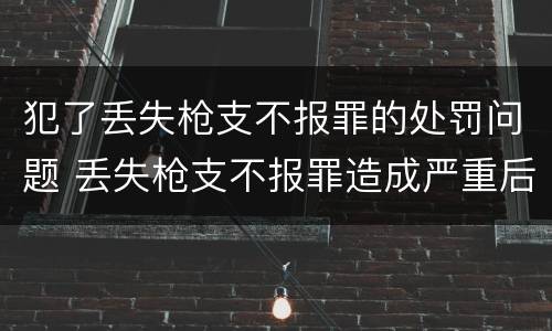 犯了丢失枪支不报罪的处罚问题 丢失枪支不报罪造成严重后果