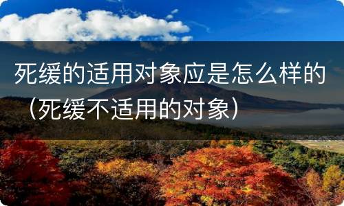 死缓的适用对象应是怎么样的（死缓不适用的对象）