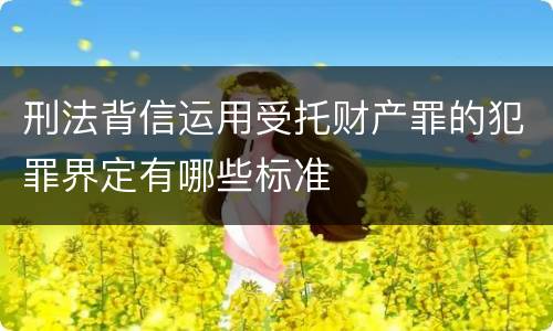 刑法背信运用受托财产罪的犯罪界定有哪些标准
