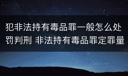 犯非法持有毒品罪一般怎么处罚判刑 非法持有毒品罪定罪量刑