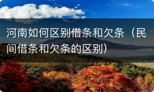 河南如何区别借条和欠条（民间借条和欠条的区别）