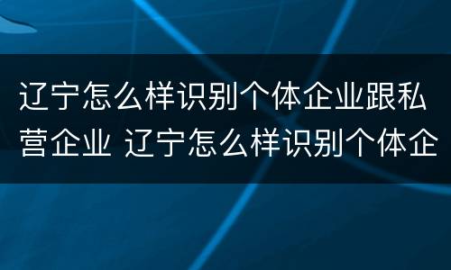 辽宁怎么样识别个体企业跟私营企业 辽宁怎么样识别个体企业跟私营企业的区别