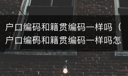 户口编码和籍贯编码一样吗（户口编码和籍贯编码一样吗怎么查）