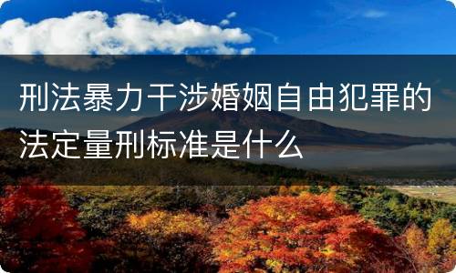 刑法暴力干涉婚姻自由犯罪的法定量刑标准是什么