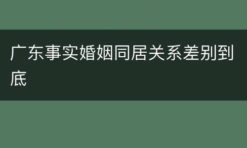 广东事实婚姻同居关系差别到底