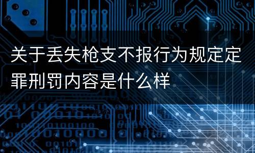 关于丢失枪支不报行为规定定罪刑罚内容是什么样