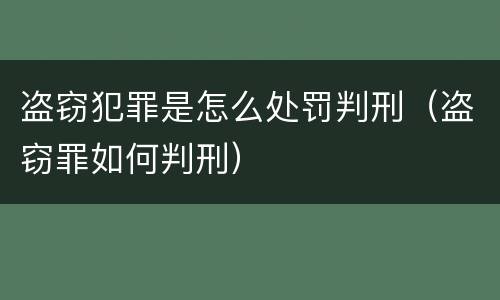 盗窃犯罪是怎么处罚判刑（盗窃罪如何判刑）