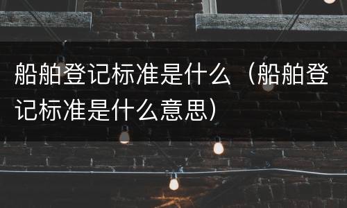 船舶登记标准是什么（船舶登记标准是什么意思）