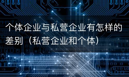 个体企业与私营企业有怎样的差别（私营企业和个体）