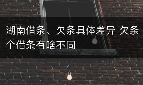 湖南借条、欠条具体差异 欠条个借条有啥不同