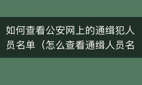 如何查看公安网上的通缉犯人员名单（怎么查看通缉人员名单）
