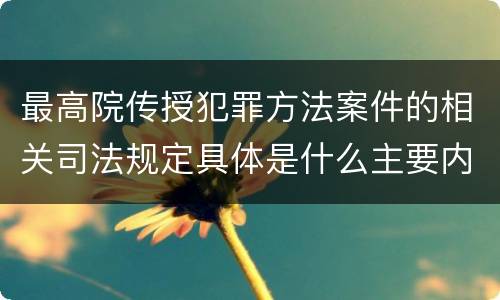最高院传授犯罪方法案件的相关司法规定具体是什么主要内容