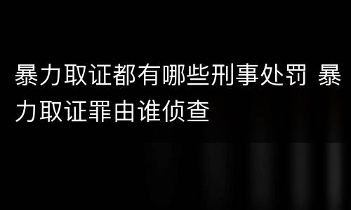暴力取证都有哪些刑事处罚 暴力取证罪由谁侦查