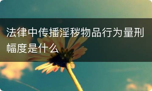 法律中传播淫秽物品行为量刑幅度是什么