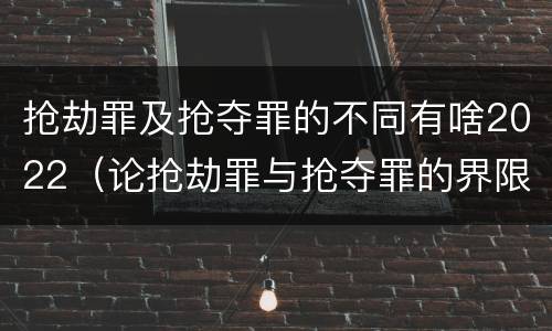 抢劫罪及抢夺罪的不同有啥2022（论抢劫罪与抢夺罪的界限）
