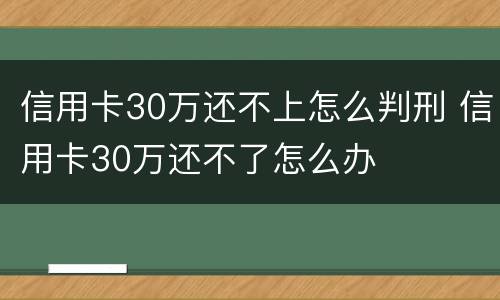 信用卡30万还不上怎么判刑 信用卡30万还不了怎么办