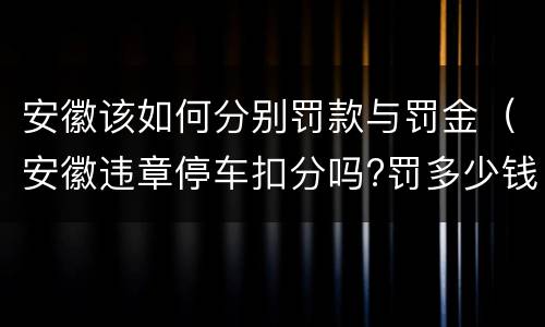 安徽该如何分别罚款与罚金（安徽违章停车扣分吗?罚多少钱?）
